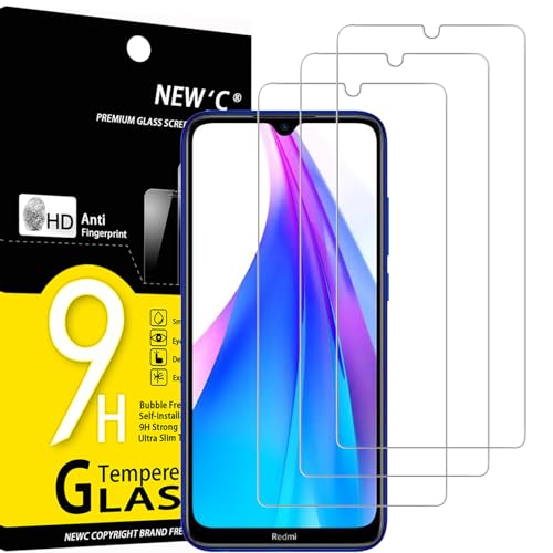 New'C 3 Pezzi, Vetro Temperato Per Xiaomi Redmi Note 8T, Pellicola Prottetiva Anti Graffio, Anti-Impronte, Senza Bolle, Durezza 9H, 0,33Mm Ultra Trasp