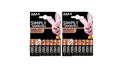 16X Duracell Aaa Simply (2 Blister Da 8 Batterie) 16 Pile Mini Stilo (Lr03/Mn2400)
