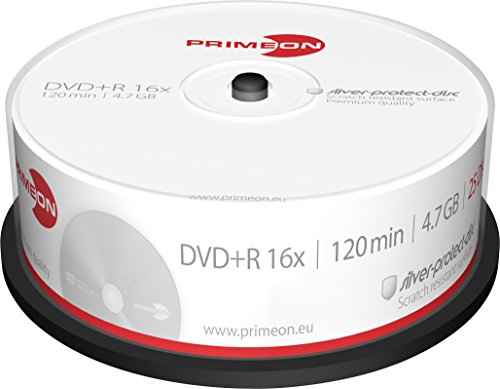 Primeon Dvd+R 4,7 Gb/120 Min/16X Cakebox, Silver-Protect-Disc Surface (25 Dischi)