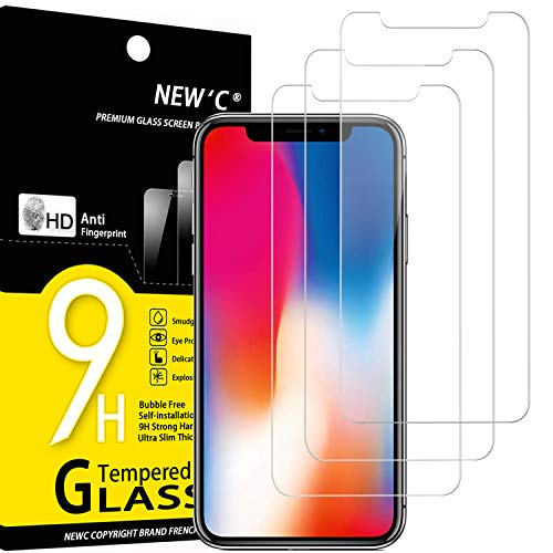 New'C 3 Pezzi, Vetro Temperato Compatibile Con Iphone 11 Pro E Iphone X E Iphone Xs, Pellicola Prottetiva Anti Graffio, Anti-Impronte, Durezza 9H, 0,3