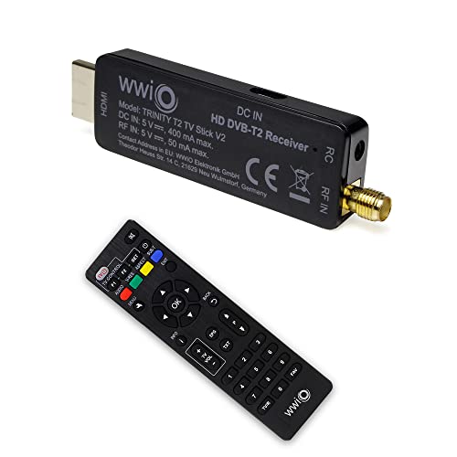 Wwio Trinity T2 Tv Stick V2 - Decoder Digitale Terrestre Dvb-T2 H.265 Hevc 10 Bit, Telecomando Wireless 2-In-1, 600 Canali, 4 Elenchi Di Preferiti, Ne
