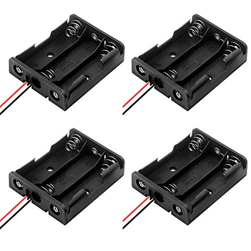 4Pcs Nero Supporto Batteria 3 X 1.5V Aa Battery Clip Battery Holder Batteries Case Con Cavi, Titolare Caso Batteria, Custodia Batteria In Plastica, Cu