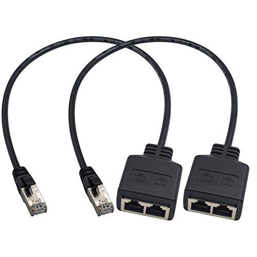Duttek Rj45 Splitter Ethernet,Rj45 Ethernet Port Splitter, Rj45 1 Maschio A 2 Femmina Adattatore Per Ethernet Cat 5/Cat 6 Lan Ethernet Cable Extender