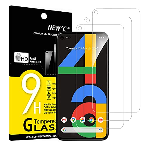 New'C 3 Pezzi, Vetro Temperato Per Google Pixel 4A 4G, Pellicola Prottetiva Anti Graffio, Anti-Impronte, Senza Bolle, Durezza 9H, 0,33Mm Ultra Traspar