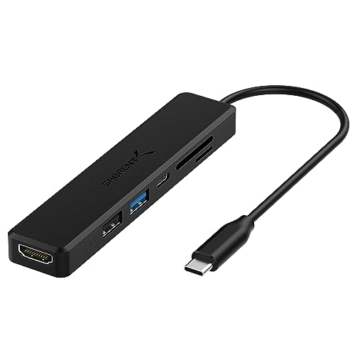 Sabrent Hub Usb C, Hdmi, Lettore Schede Sd/Microsd, Multipresa 6 In 1, 1 Hdmi, 1 Usb 3.2 Gen 1, 1 Usb 2.0, 1 Usb Tipo C, Pd (60W), 1 Lettore Sd Ed 1 M