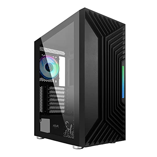 Noua Ne-O F18 Nero Case Atx Per Pc Gaming, Supporta E-Atx, 0.50Mm Spcc, Ventola Pwm Led Argb Indirizzabile, Frontale Con Strip Led Argb E Pannello Lat