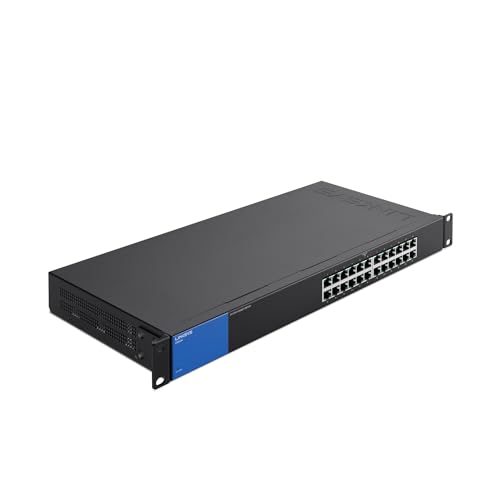 Linksys Lgs124-Eu Switch Di Rete Gigabit Non Gestito A 24 Porte, Hub Ethernet Per Casa E Ufficio Con Chassis In Metallo, Montaggio A Parete O Su Scriv