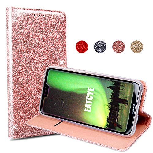 Eatcye Custodia Huawei P20 Lite, Cover Huawei P20 Lite, Brillantini Custodia Libro Portafoglio Con Magnetic Closure Paraurti Lucciante Luminosa Cover 