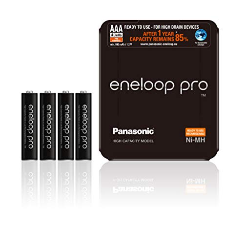 Panasonic Eneloop Bk-4Hcde/4Le Sliding Pack- Batterie Ricaricabili Ni-Mh"Ready-To-Use", Aaa Micro, Confezione Da 4, Colore: Nero