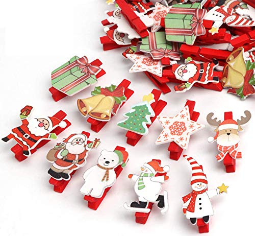 50 Pezzi Natale Addobbi Accessori Wooden Peg Mollette In Legno Per Foto Carta