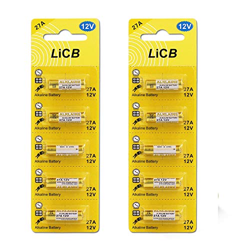 Licb - 10 Batterie Alcaline Da 27 A, 12 V: V27A, Lr27A, Mn27, ,A27
