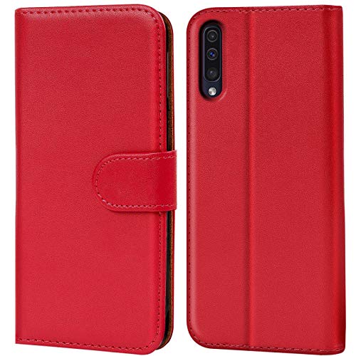 Verco Custodia Per Galaxy A30S, Case Per Samsung Galaxy A30S Cover Pu Pelle Portafoglio Protettiva, Rosso
