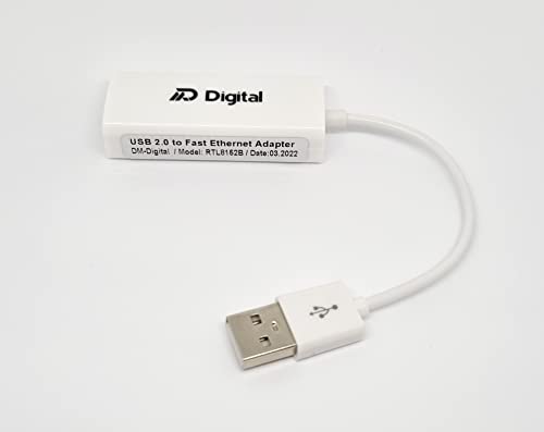 Adattatore Di Rete Dm-Digital, Da Usb A Rj45 Ethernet Lan 10/100 Mbps Rt8152B, Compatibile Con Laptop, Computer E Dispositivi Usb 2.0 Inclusi Windows