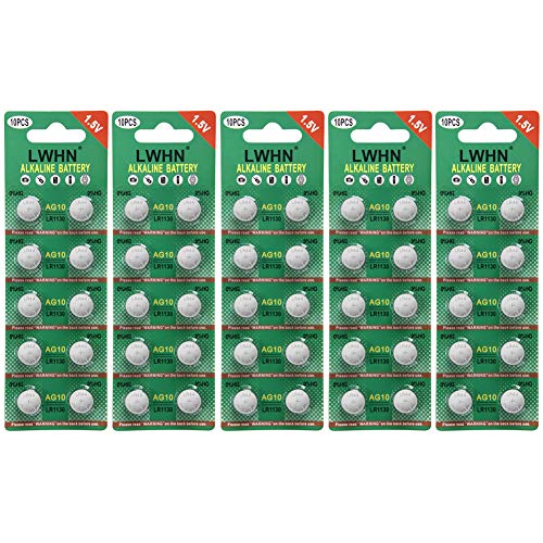 Lr1130 Ag10 Alcalino 1.5V Pulsante Moneta Batterie (50Pcs)
