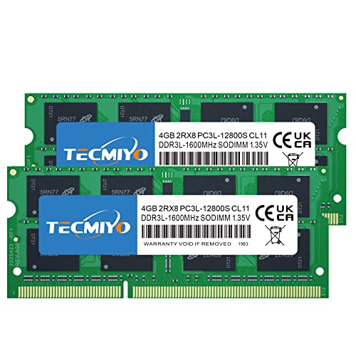 Tecmiyo 8Gb Kit (2X4 Gb) Ddr3 / Ddr3L 1600Mhz Sodimm Ram Pc3 / Pc3L-12800S Pc3 / Pc3L-12800 1.5V / 1.35V Cl11 204 Pin 2Rx8 Dual Rank Non-Ecc Unbuffere