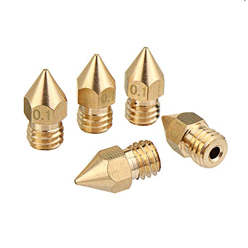 Exclent 5Pcs 1.75Mm/0.1Mm Copper Mk8 Thread Extruder Nozzle For 3D Printer