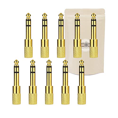 Adaptout 10X Adattatore Da Spina Jack Grosso 6,35Mm Maschio A Presa Minijack Mini Jack 3,5Mm Femmina - Connettore Stereo In Metallo Placcato Oro Per A
