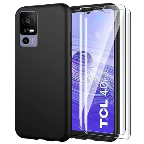 Myhy Cover Per Tcl 40R 5G Custodia (6.6") + 2X Pellicola Protettiva - Morbida Black Silicone Bumper Case Tpu Protettivo Copertura Custodia 9H Vetro Te