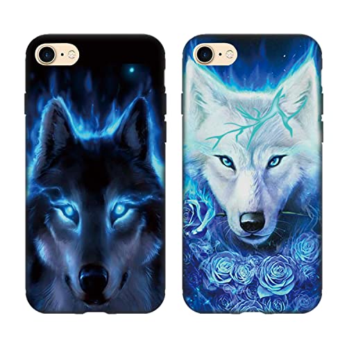 Tveinan 2 Pacchi Cover Iphone Se 2022/8 / 7 / Iphone Se 2020, Silicone Morbido Sottile Custodia Per Iphone 7/8, Nero Disegni Antiurto Slim Tpu Phone C