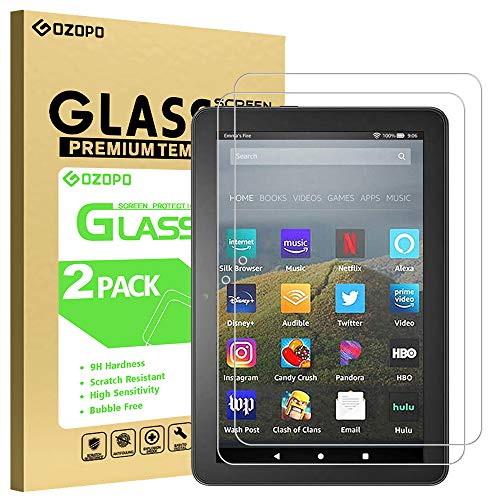 Gozopo - Pellicola Protettiva Per Fire Hd 8 (10A Generazione - 2020), Fire Hd 8 Plus/Fire Hd 8 Kids Pro Tablet 2021 8" [Bordo 2.5D] Vetro Temperato [2