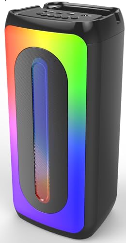 Majestic Flame 2 Pro – Party Speaker Bluetooth, 9 Effetti Luci Led, Ingressi Usb/Microsd/Mic, Telecomando, Microfono A Filo, Batteria Ricaricabile, Fu