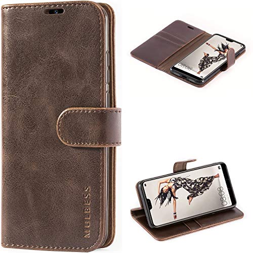 Mulbess Cover Per Huawei P20 Pro, Custodia Pelle Con Magnetica Per Huawei P20 Pro [Vinatge Case], Caffè Marrone