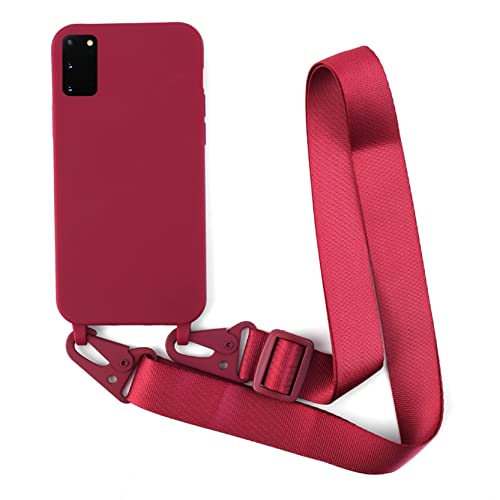 Cover Con Collana Compatibile Con Samsung Galaxy S20 Fe / S20 Fe 5G,Case Con Laccio Per Il Collo Custodia Con Cordino Soft Silicone Case,Rosso