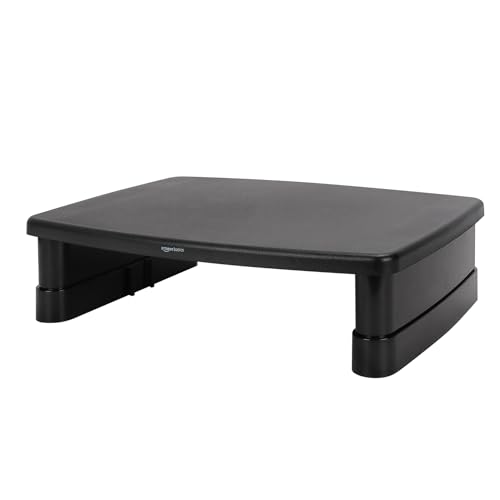 Amazon Basics - Rettangolare Supporto Da Scrivania Regolabile Per Monitor Di Computer, Per Ridurre L'Affaticamento Del Collo, Adatto E Laptop Fino A 2