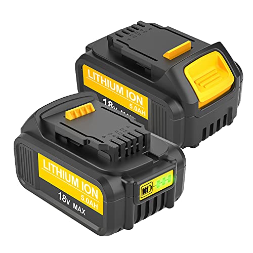 Funmall 2X Dcb184 18V 5.0Ah Batteria Sostitutiva Per Dewalt 18V Batteria Dcb184 Dcb200 Dcb180 Dcb181 Dcb182 Dcb201 Dcb201-2 Dcb200-2 Dcb204-2 Dcb205-2
