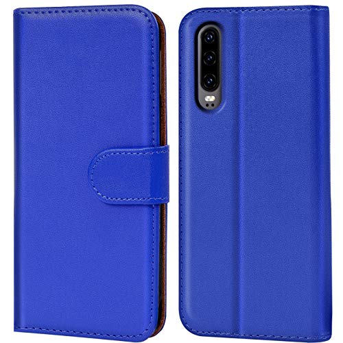 Verco Custodia Per Huawei P30, Case Per P30 Cover Pu Pelle Portafoglio Protettiva, Blu