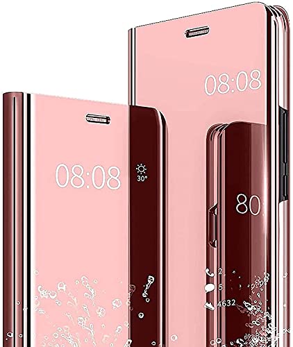 Yuketop Custodia Per Honor X8 Cover, Case Clear View Standing Cover Makeup Mirror Flip, Mirror Plating Full Body 360°Smart Cover Protection Per Honor
