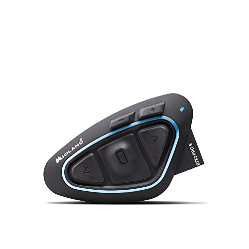 Midland Btx2 Pro S Singolo C1414.04, Interfono Moto Bluetooth Singolo, Auricolari Casco Impermeabili Ipx6, Cancellazione Del Rumore, Fino A 8 Persone,