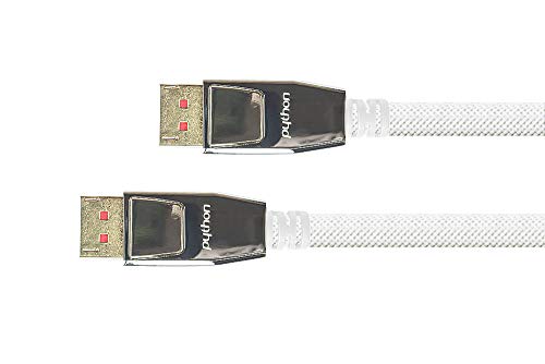 Python Serie Premium - Cavo Displayport 1.4, 8 K A 60 Hz, 4 K A 240 Hz, Connettore In Metallo Con Blocco, Spina Dorata, 3 Schermature, Scala In Rame,