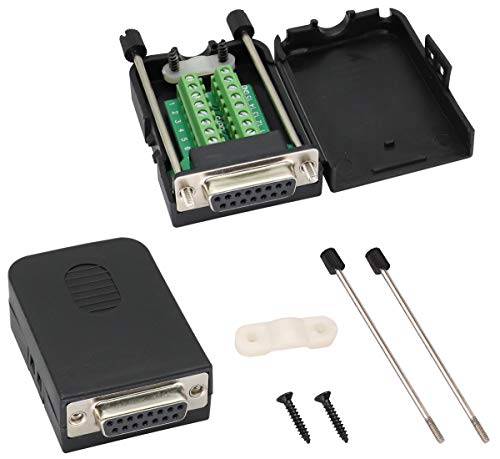 Aaotokk Db15 Vite Morsettiera Adattatore D-Sub 15 Pin 2 Filari Db15 Femmina A 16 Pin/Vie Femmina Modulo Di Segnale Connettore Scheda Di Breakout Termi