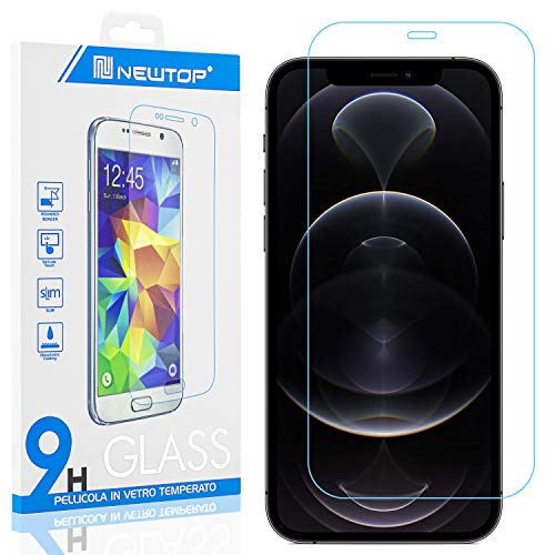 N Newtop Pellicola Compatibile Con Iphone 12 Pro Max. Glass Film 0.3Mm 9H Vetro Temperato Proteggi Schermo Display Anti Urto Protezione (2 Pezzi)