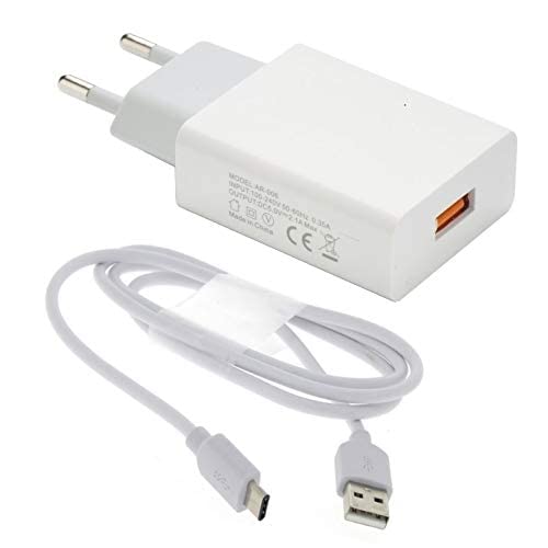 Acce2S Caricabatterie Usb 2A + Cavo Usb-C Per Huawei P30 - P30 Lite - P30 Pro - P20 Pro - P20 Pro - P20 Lite - P10+ - P10 - P9 Plus - P9 Bianco