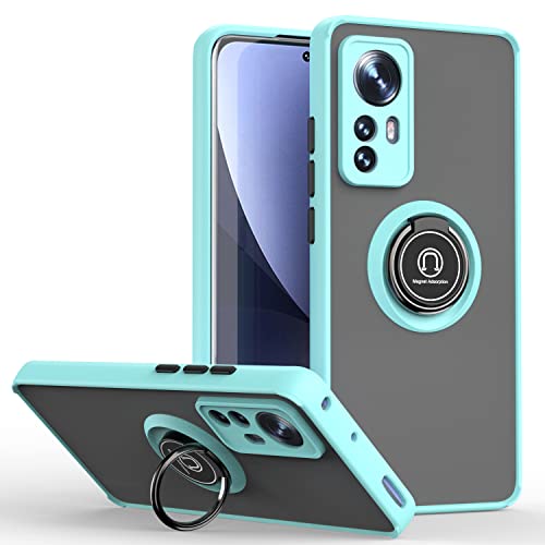 Woburn Cover Per Xiaomi Mi 12 / Xiaomi Mi 12X / Xiaomi 12S, Tpu Silicone E Pc Antiurto Custodia Con Girevole Anello, Traslucido Glassato Anti-Impronta