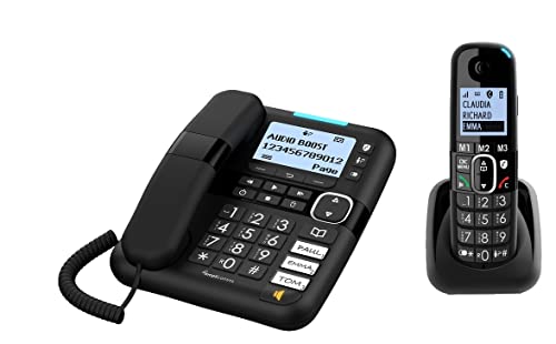 Amplicomms Per Delta Telefono Combo Fisso + Cordless Amplificati Suoneria 90Db Audio 35Db Segreteria Telefonica Call Blocker Black List Blocco Chiamat