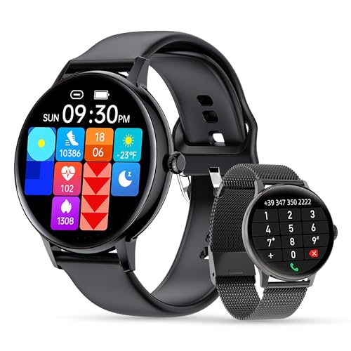 Luniqueshop Lscall Smartwatch Uomo Chiamata E Risposta, Notifiche, Messaggi, Contapassi, Assistente Vocale, Orlogio Con 2 Cinturini, Cardiofrequenzime