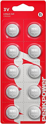 Cr 2032 - Confezione Da 10 Batterie Bottone Al Litio Cr2032 Da 3V | 100% Peakpower