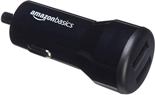 Amazon Basics Caricabatterie Per Auto A 2 Porte Usb, Per Dispositivi Apple E Android - 4,8 A/24 W - Nero