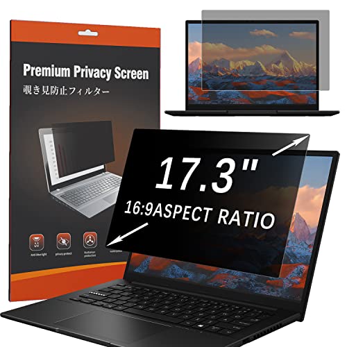 Haruyo 17.3 Pollici Filtro Privacy Premium, Anti-Spia Privacy Filter, Rimovibile Pellicola De Protezione Filtro Anti Luce Blu Per Laptop Portatile (17