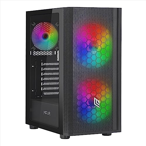 Noua Orizon M101 Nero Case Atx Per Pc Gaming, Supporta E-Atx, 0.50Mm Spcc, 3 Ventole Led Argb Indirizzabile (2 X 200Mm + 1 X 120Mm), Frontale Mesh E P