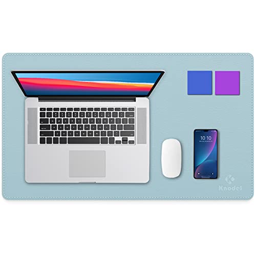 Knodel Tappetino Scrivania, Sottomano Scrivania, Pelle Pu Tappetino Scrivania Per Laptop, Copri Scrivania, Doppia Facciata (60Cm X 35Cm, Azzurro)