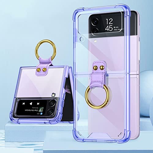 Coque Custodia Per Galaxy Z Flip 3 5G Cover, Shell All-Inclusive Custodia Per Telefono Con Supporto Video Ad Anello, Cover Pieghevole Per Samsung Gala