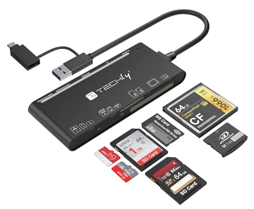 Techly 367263 Lettore Di Memorie Sd 7 In 1 Usb 3.0 Tipo A E Usb-C Nero