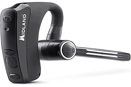 Midland C1521 Dual Headset Bluetooth, Auricolare Con Ptt Incorporato Per Comunicare A Mani Libere, Cuffia Mono Con Microfono Ad Archetto, Cancellazion