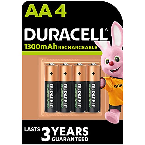 Duracell Batterie Ricaricabili Aa (Confezione Da 4), 1300 Mah Nimh, 2000 Ricariche, Pre-Caricate, Energia Di Lunga Durata