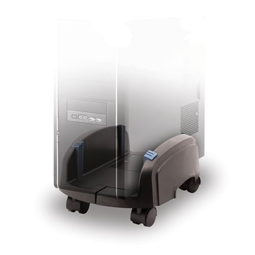 Techmade Supporto Pc Fisso Con Rotelle, Stand Per Cpu Regolabile Per Computer Fissi, Supporto Universale Per Pc Tower - Colore Nero