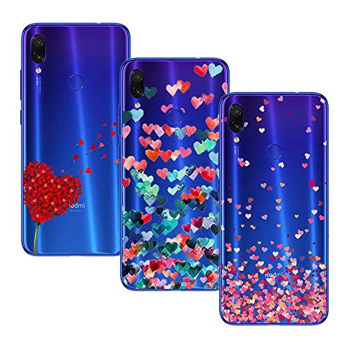 Cover Per Xiaomi Redmi Note 7 / Xiaomi Redmi Note 7 Pro, [3 Pack] Morbido Trasparente Silicone Custodie Protettivo Tpu Gel Case, Amore